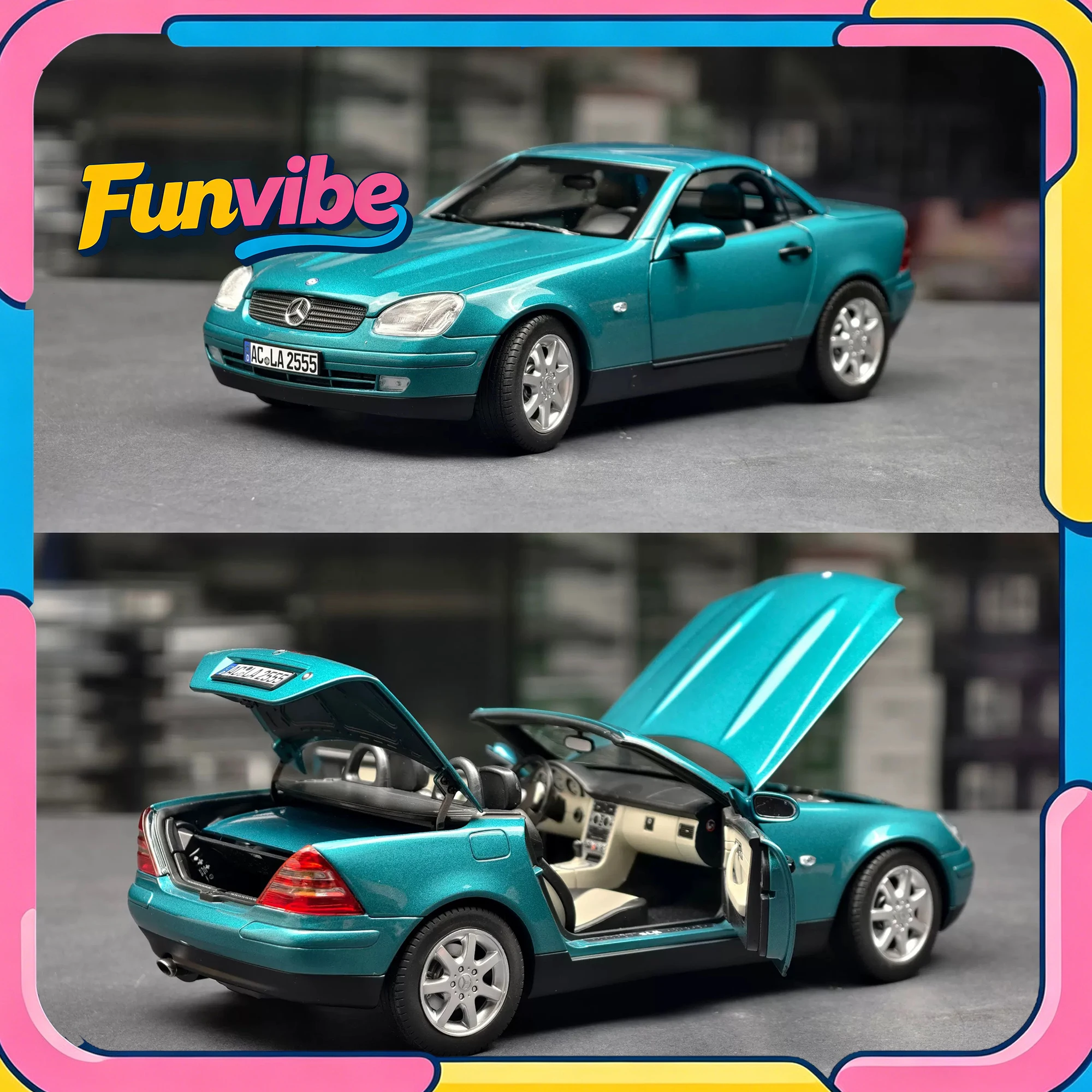 

NOREV 1/18 Mercedes-Benz SLK Convertible 1996 Full Doors Open Diecast Alloy Car Model Simulation Collectible Cars for Boy Gift
