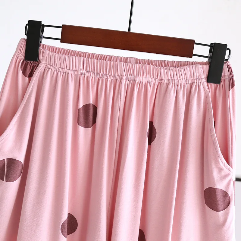 Japanese new summer women\'s shorts thin cute dots 100% cotton casual pajamas knitted plus size home pants bottoms sleep shorts