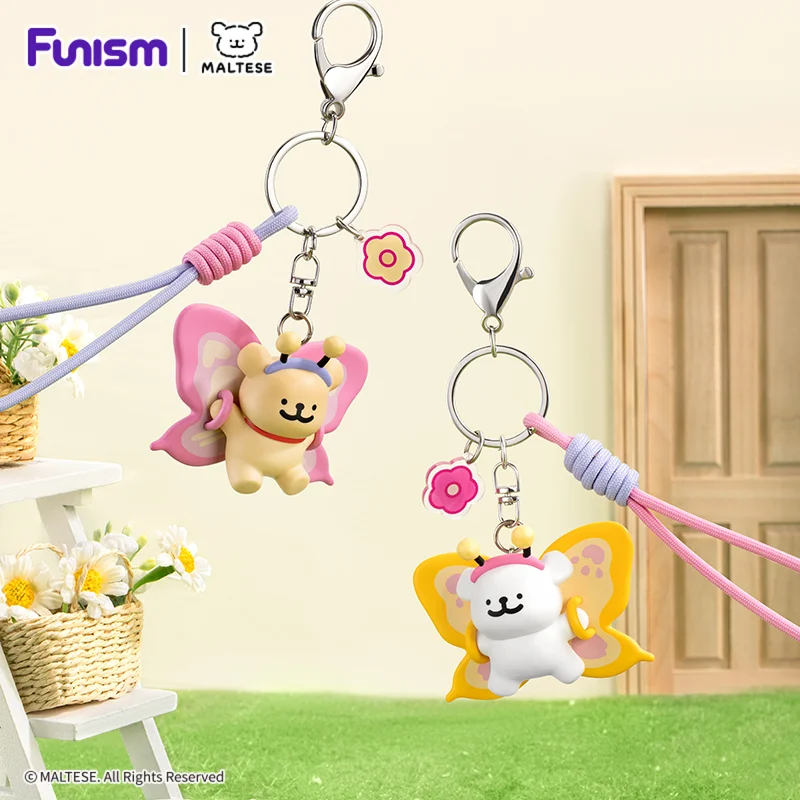 

FUNISM Maltese Keychain Butterfly -Line puppy keychain Series Blind Box Figures Action Toys Figure Birthday Gift Kid Toy