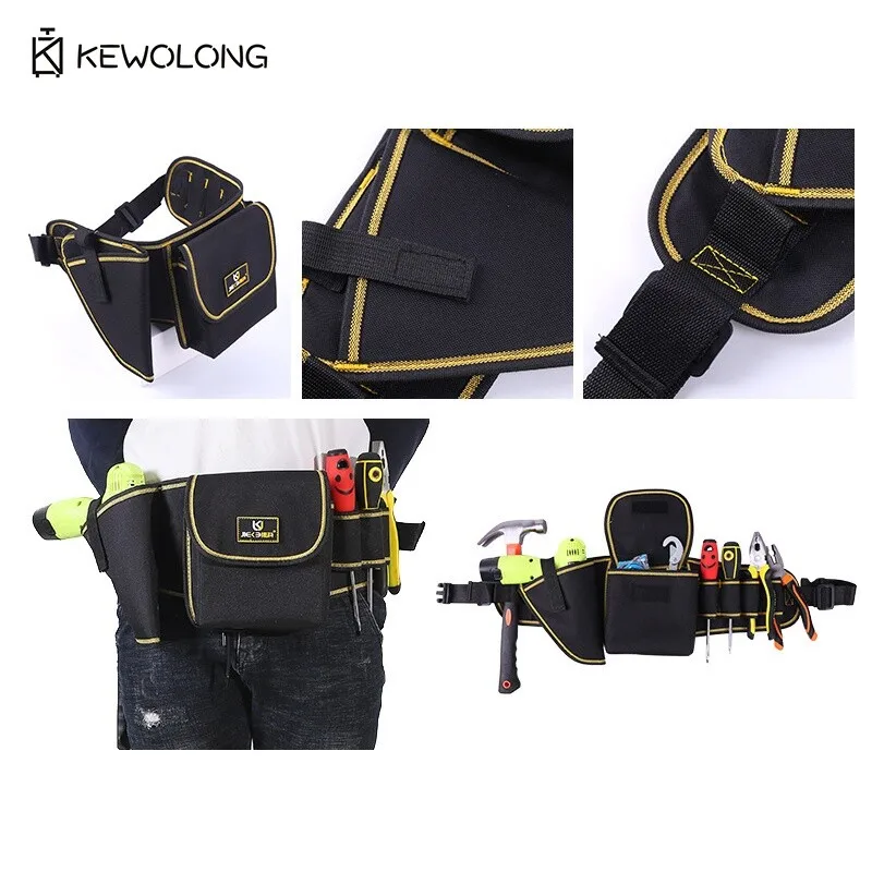 กระเป๋าคาดเอวอเนกประสงค์สำหรับช่างไฟฟ้าและงานซ่อม - กระเป๋าคาดเอวไนลอนขนาดกะทัดรัดพร้อมช่องใส่ของหลายช่อง พกพาสะดวกแบบแฮนด์ฟรี