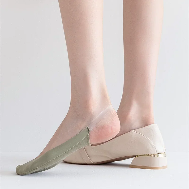 Summer Women Invisible No Show Socks Suspender Ice Silk Low Cut Socks for Female Ladies High Heels Anti-slip Half Sock Slippers image 3