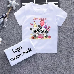 Cartoon Cute Panda Design Children's Funny T-Shirts Boys/Girls Birthday Clothes Tops Tees Kids Summer Casual Clothes for Baby