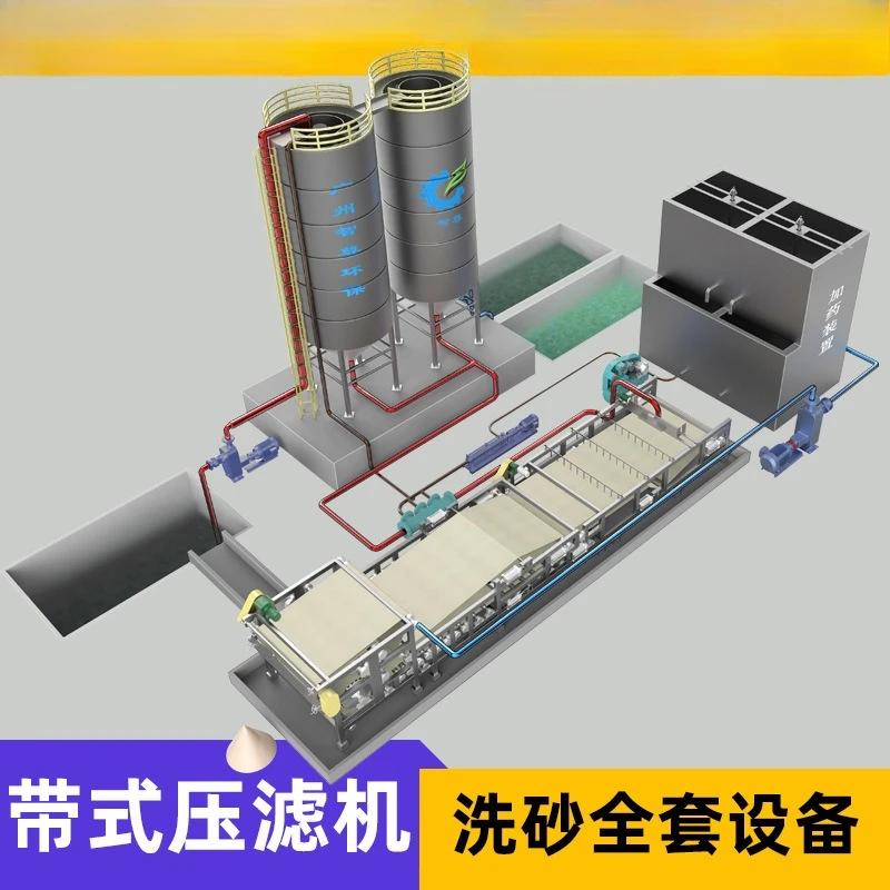 Belt filter press mud treatment sludge concentration and dehydration integrated machine sand washing sludge filter press belt fi