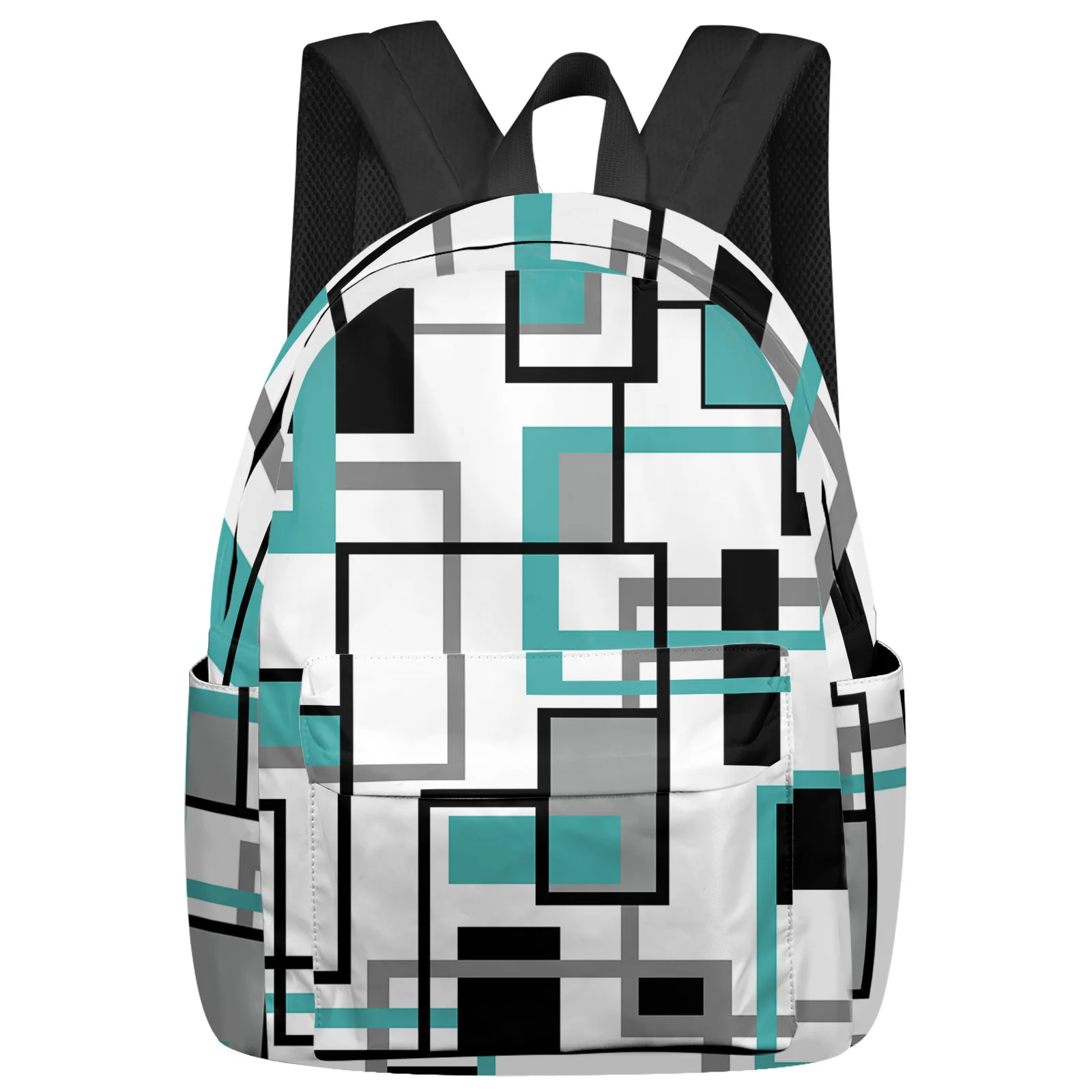 

Nordic Retro Medieval Geometric Abstract Blue Backpacks Custom School Bags Laptop Backpack Men Women Female Travel Mochila