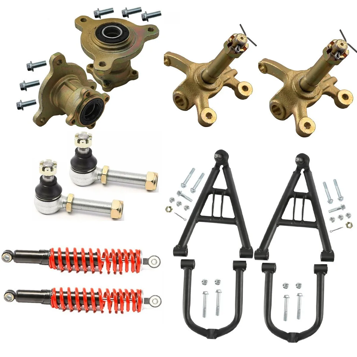 

3 Stud 4 Wheel Front Suspension Shock A-Arm Swing Arm Spindle Hub Kit ATV Quad Go Kart