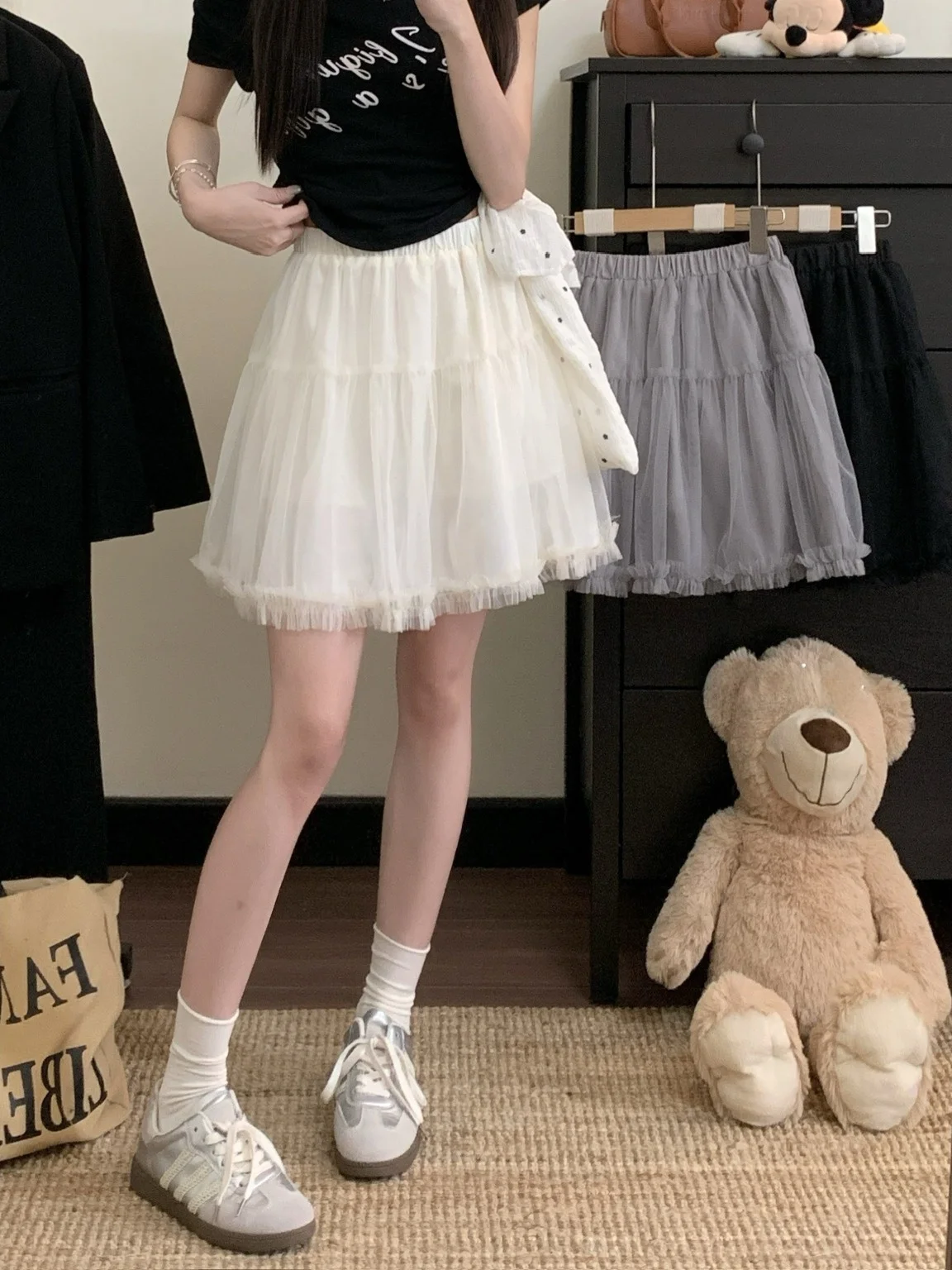New Ballet Lace Half Skirt Short High Waist Puffy Skirt Super Fairy Tale A-Line Slim Cake Skirt Women's Fashion Spring Summer