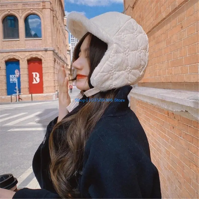 

400A Unisex Windproof and Cold Proof Hats Plush Thicken Hat with Earflap for Winter Outdoor Activities