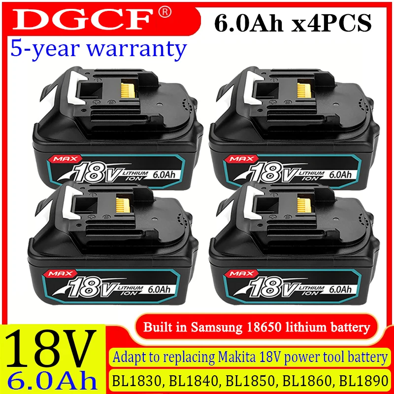 

DHL Ship With Charger BL1860 18V 6.0Ah Lithium Ion Rechargeable Battery for Makita 18v Battery 6Ah BL1850 BL1880 BL1860B LXT400