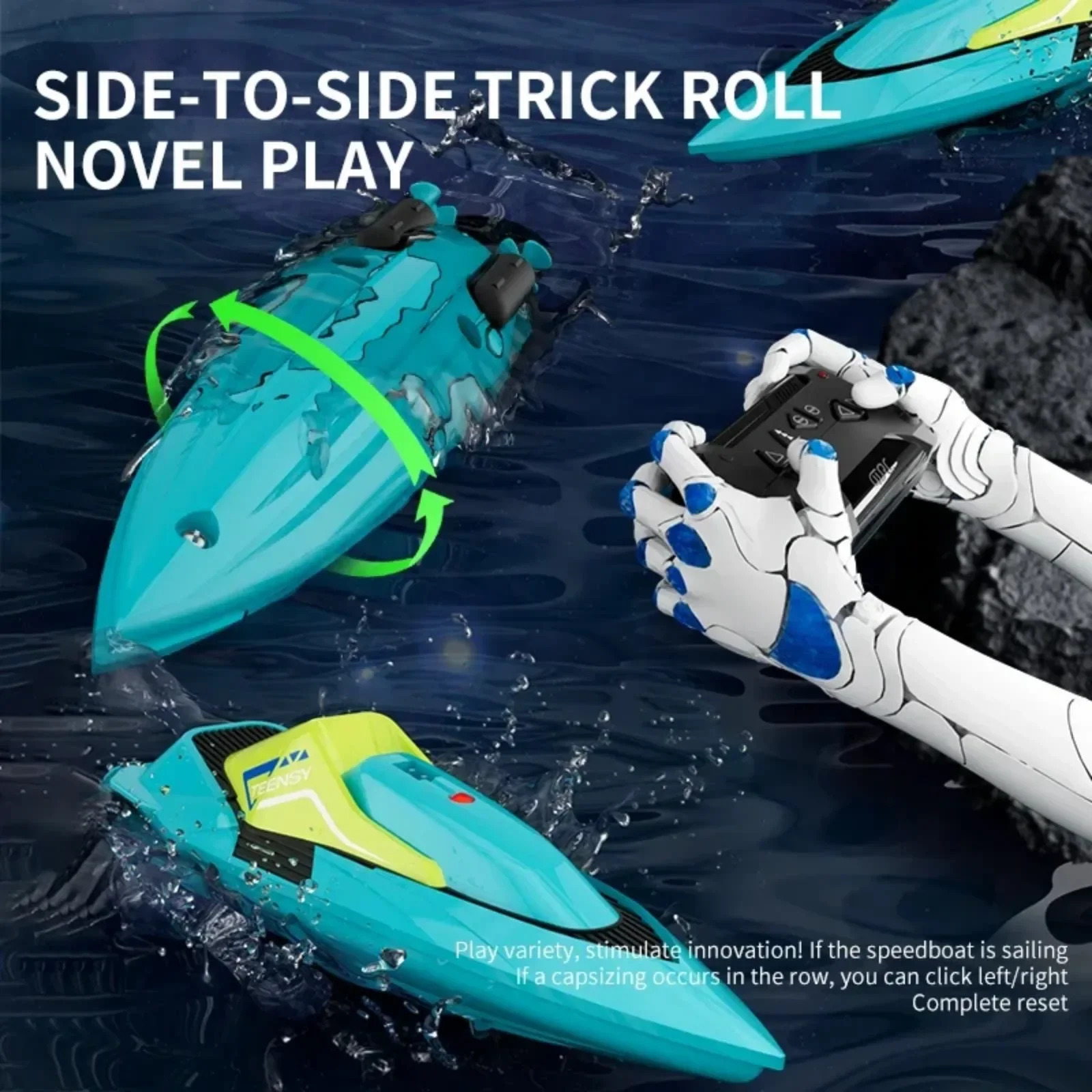 2.4G Radio Controlled Mini RC Boat Toys Waterproof Dual Motor High Speed Racing Speedboat Electric Outdoor Water Toys for Kids