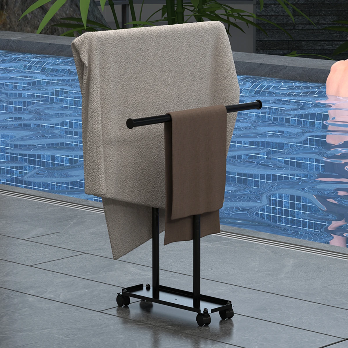 

1pc Towel Rail Standing Towel Stand Freestanding Black Towel Holder No Drilling Bath Towel Rail Holder for Decorative Bathroom,