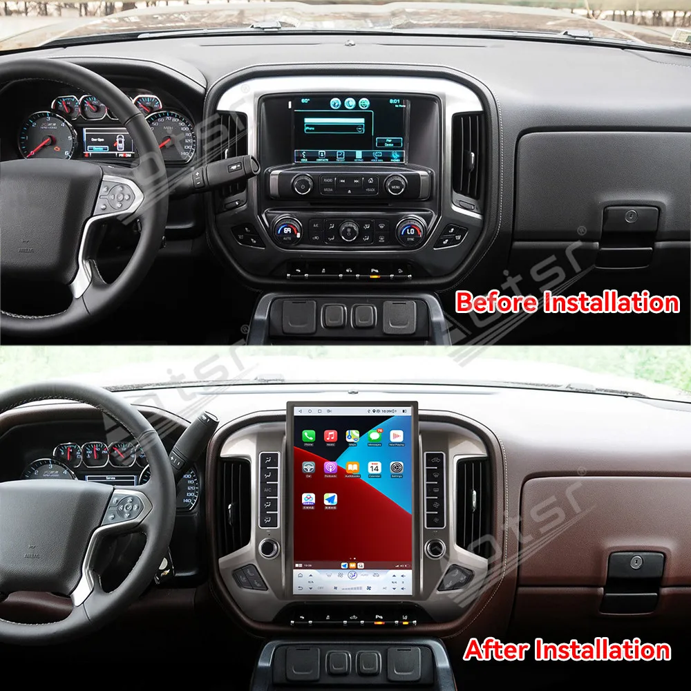 SIVERLY 14.5 Inch Android Carplay Car Radio for Chevrolet Silverado 2013-2019 with GPS Navigation Vertical HD Touch Screen Stere