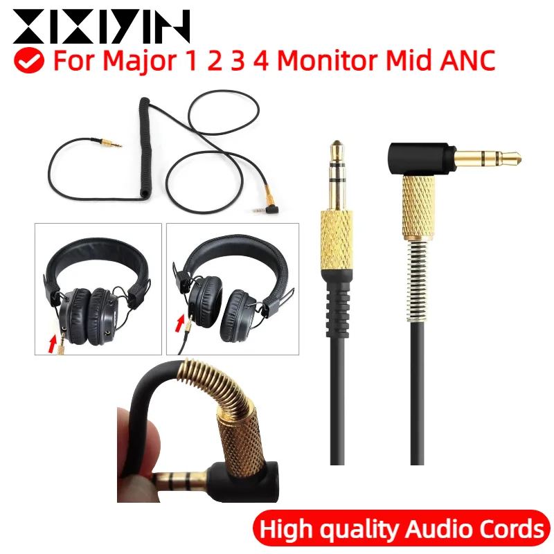XIXIYIN Replacement Spring Cable Cord Line for Marshall Major II 2 Monitor Bluetooth Headphones Microphone with Single Button