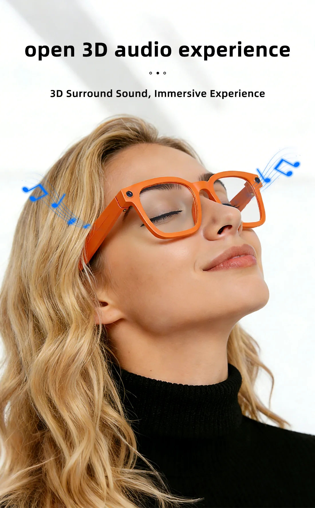 8MP Stabilized  Smart Glasses Voice Recording AI Translation Music Playback Touch Control Outdoor Eyewear