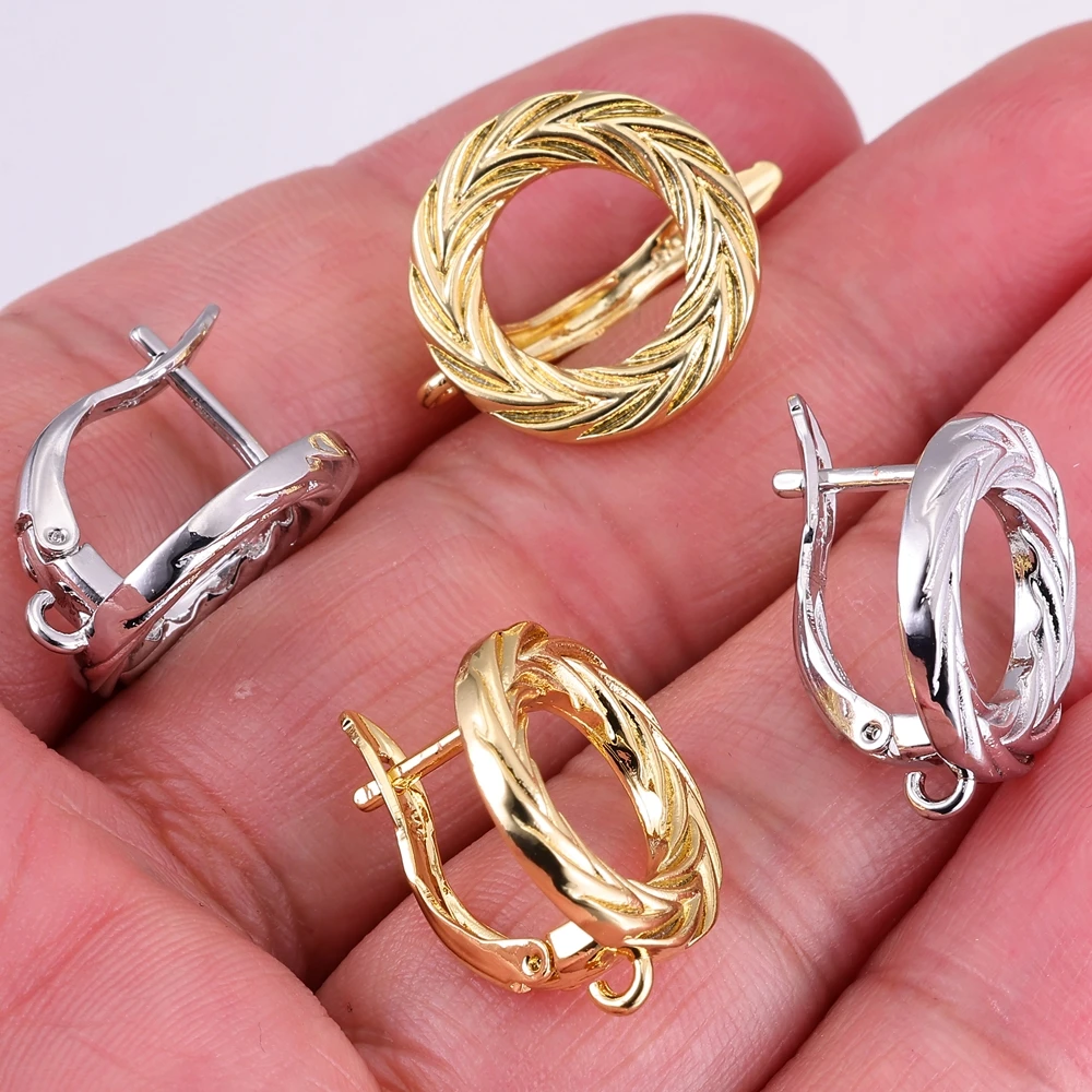 Juya handgefertigte 18K vergoldete Kupfer-Shvenzy-Basisverbinder, Schnallenverschlüsse, Ohrringhaken für DIY Damen-Anhänger-Ohrringe – Detail 6