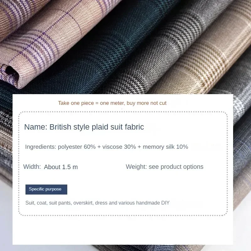 منقوشة البدلة النسيج بالمتر للمعاطف السراويل تنورة فساتين سترة Diy بها بنفسك الخياطة النمط البريطاني القماش المضادة للتجاعيد مريحة الأزرق