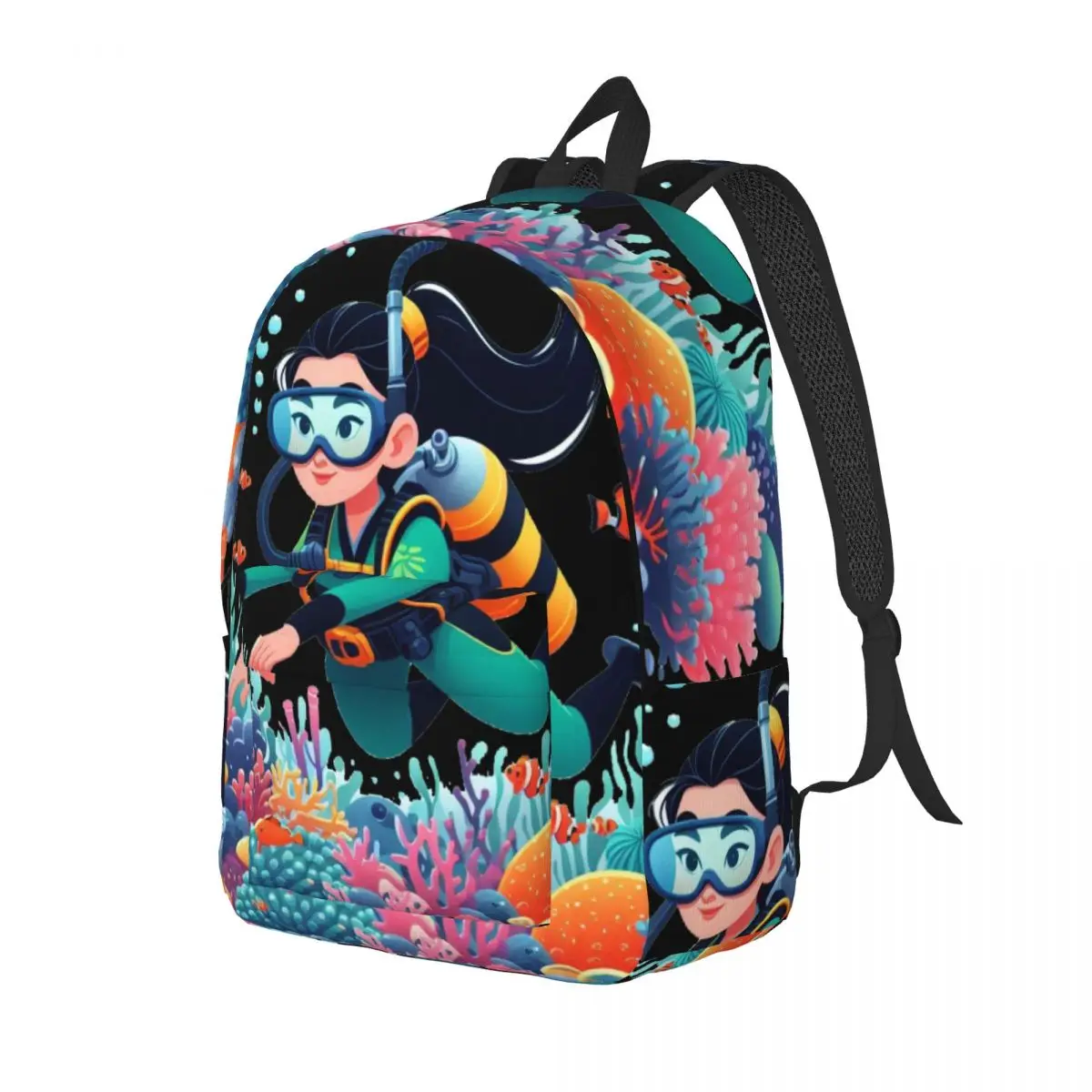 Custom Mulan Diving Canvas Backpack for Men Women College School Student Bookbag Fits 15 Inch Laptop Bags