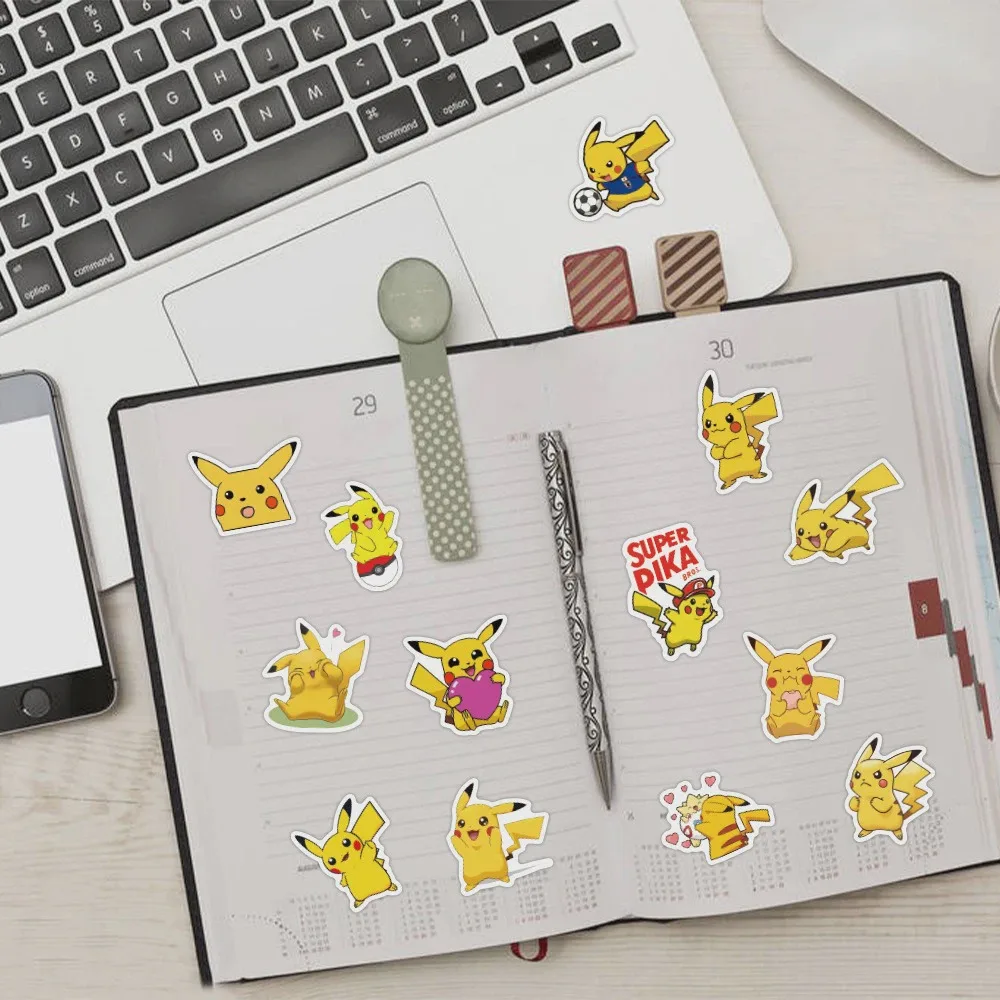 AnimePokemon Pikachu Cartoon Stickers Set 10/30/60pcs Waterproof Graffiti for DIY Skateboard Suitcase Helmet Fun Toy Accessories