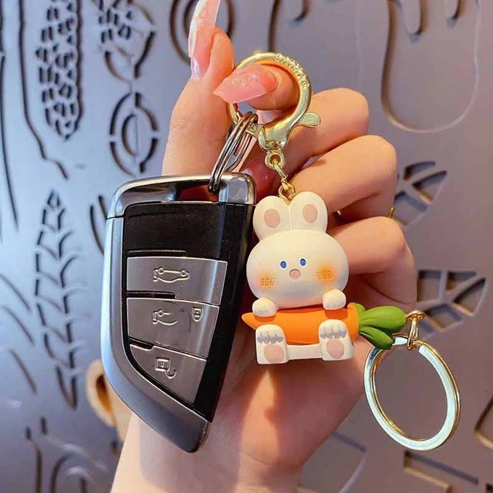 Rabbit Year Gift Carrot Cartoon Rabbit Year Car Key Chain Rabbit Keychain New Year Car Keyring Key Lanyard Couple Key Buckle