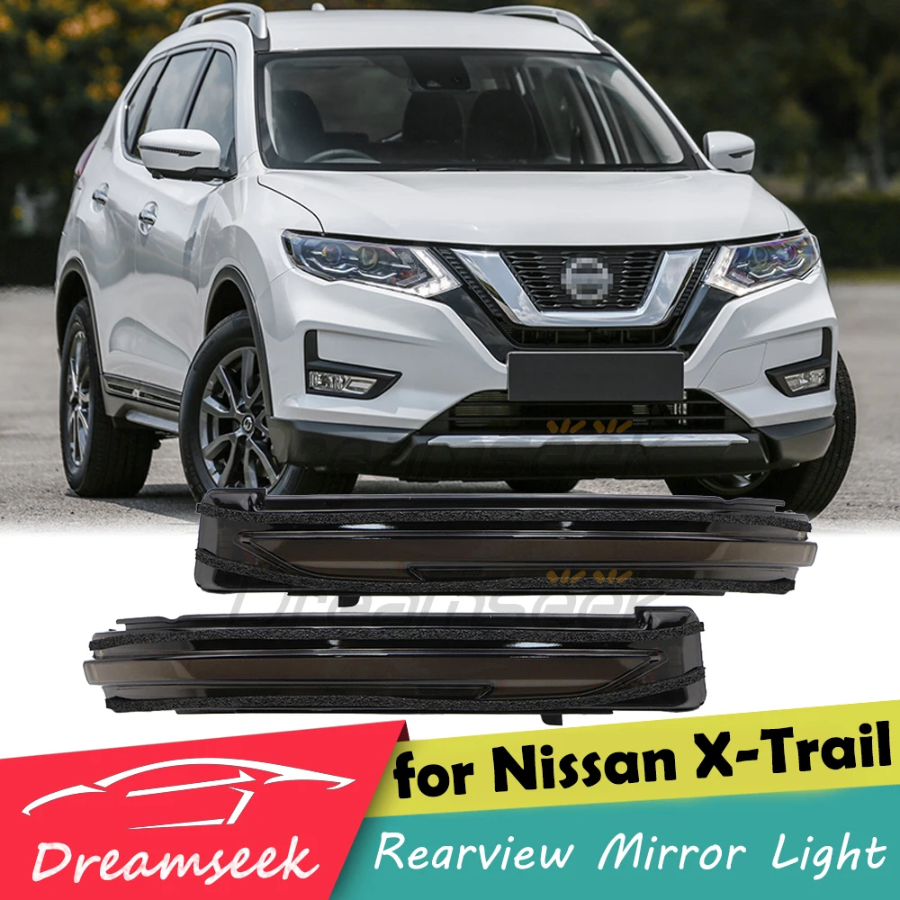 

Светодиодный боковые зеркала заднего вида светильник для Nissan X-Trail / Qashqai / Rogue 2014-2020 динамический последовательный сигнал поворота лампы прозрачное стекло/дыма