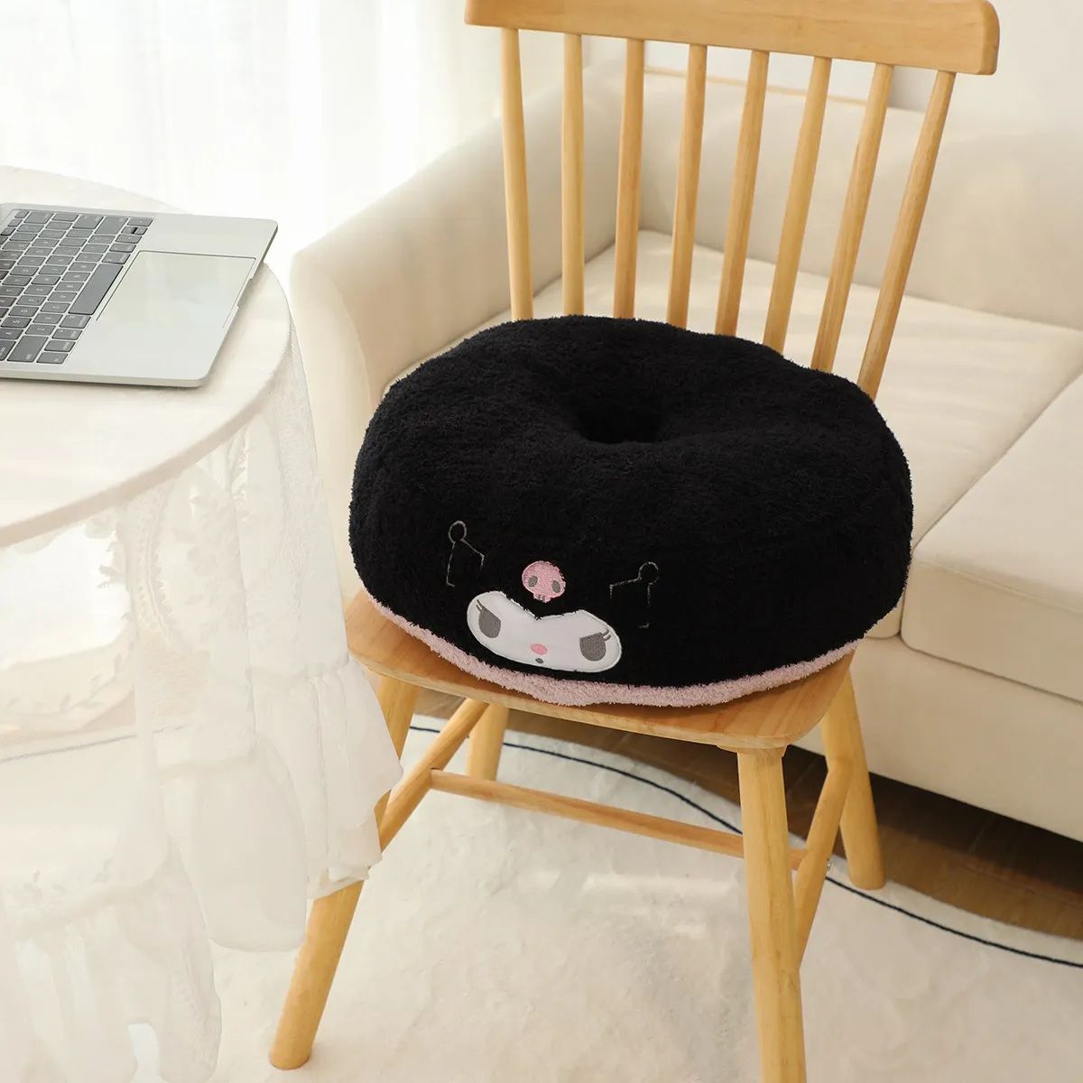 Sanrio Cartoon Anime Kuromi Pom Pom Purin pluszowa poduszka do siedzenia urocza moja melodia okrągła wygodna Sofa poduszka na prezent dla dziewczynki