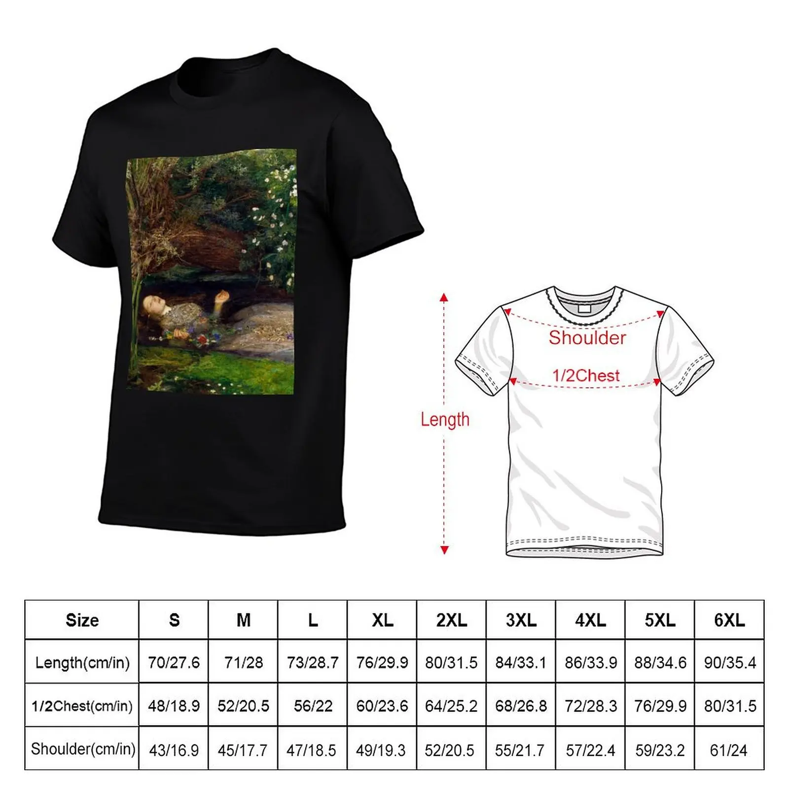 Ophelia - John Everett Millais T-Shirt summer clothes Short sleeve tee plus sizes mens graphic t-shirts anime