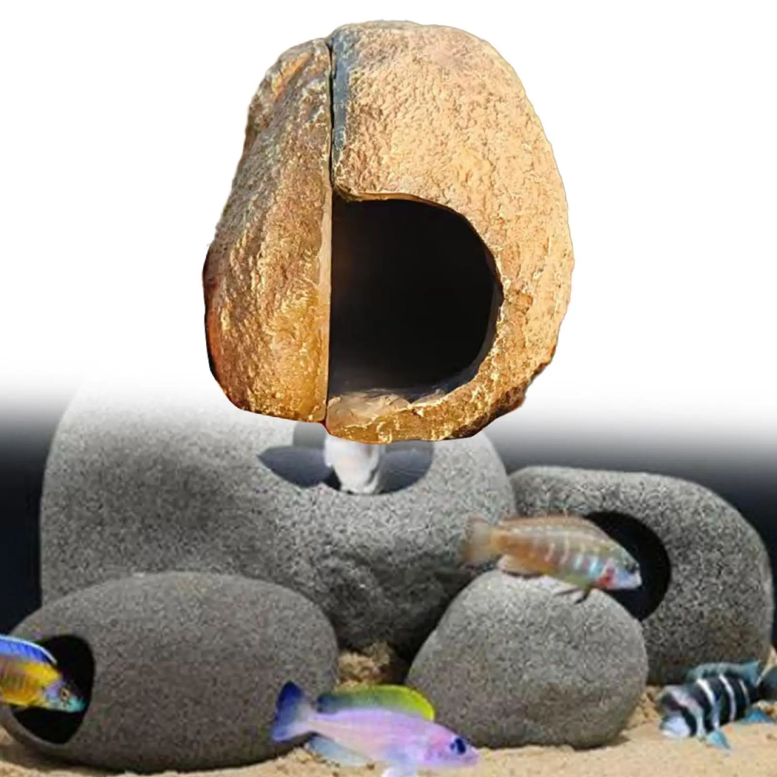 Aquarium Caves Hide Shelter Reptile Habitat Decoration Versatile Fish Tank Ornament for Frogs Salamanders Newts Pond Lizards