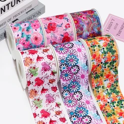 DIY Plant Flower Printed Satin Grosgrain Ribbon For Craft Supplies Sewing Accessories 5 Yards. 90951