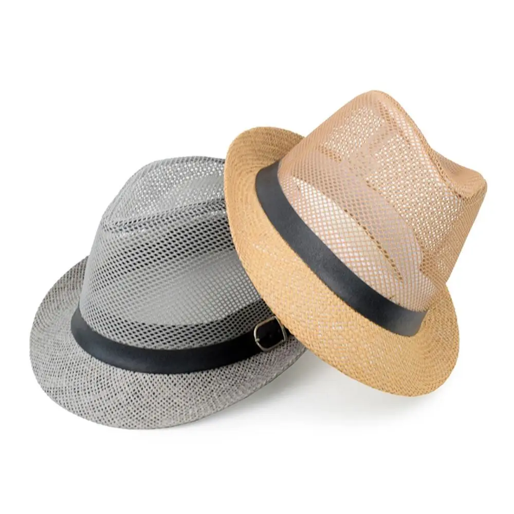 

Mesh Men Straw Panama Hat Fashion Sunscreen Brethable Sun Cap Lightweight Wide Brim Summer Beach Cap