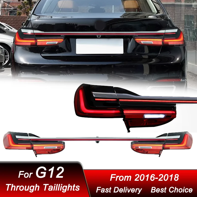 

Стайлинг автомобиля через задние фонари для BMW 7 серии G12 2016-2018, полностью светодиодный задний фонарь, динамический указатель поворота, задний фонарь в сборе