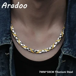 ARADOO Cross Dragon Titanium Steel Necklace for Men Magnetic Therapy Necklace Collar Jewelry Gifts