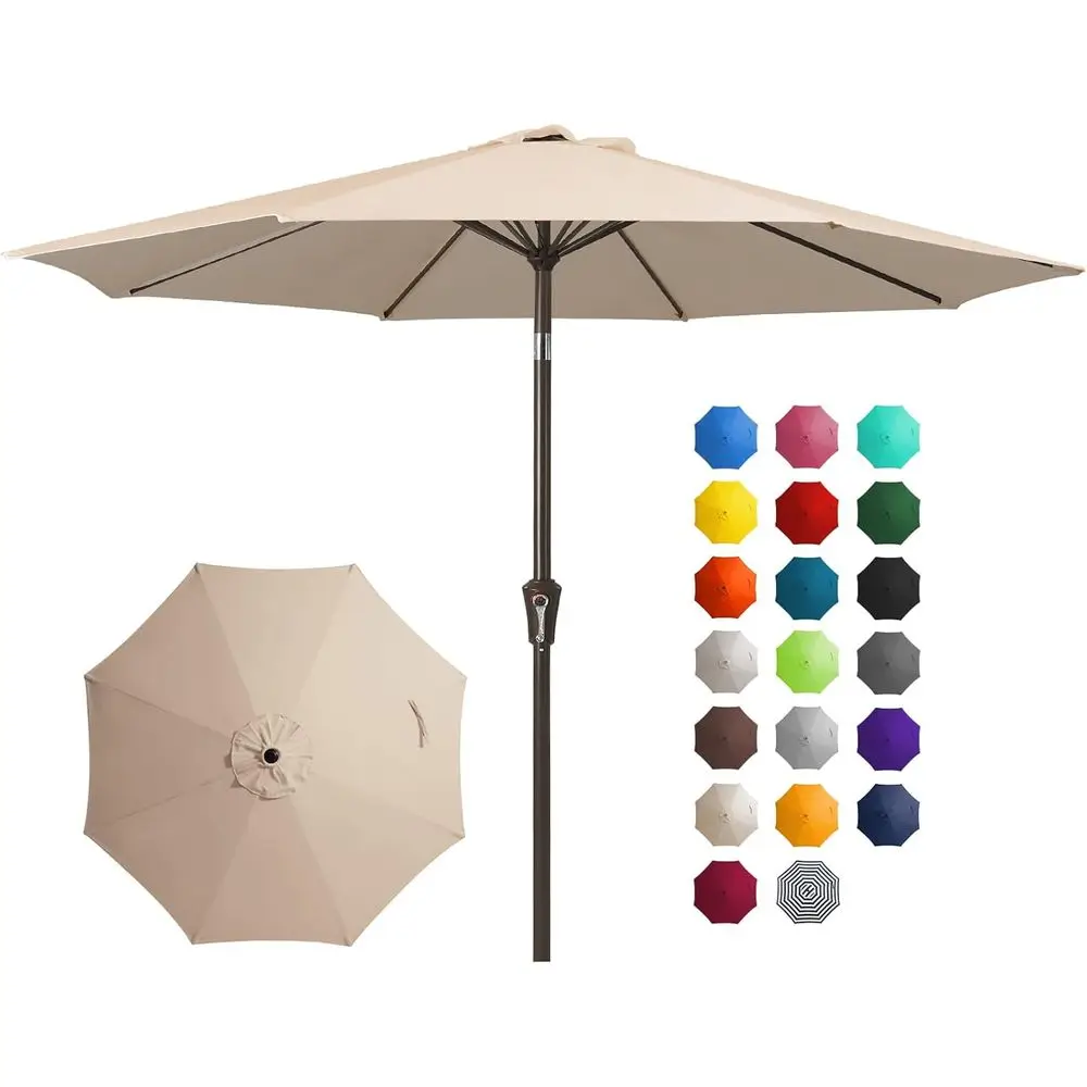 

10-Foot Push Button and Crank Patio Umbrella with UV Protection, Waterproof for Outdoor and Pool Use (Beige)