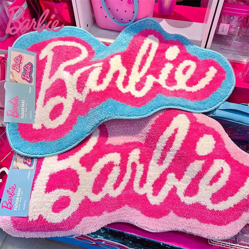 Barbie Letter Pink Flocked Carpet Bedroom Room Decoration Bedside Bathroom Non-Slip Floor Living Room Entrance Door Mat Gift