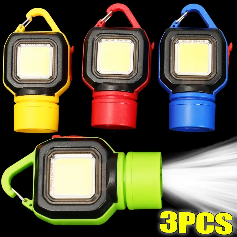 

1/3pcs Portable Keychain Light COB Rechargeable Camping Light with Data Cable Outdoors Camping High Bright Splash-proof Lights