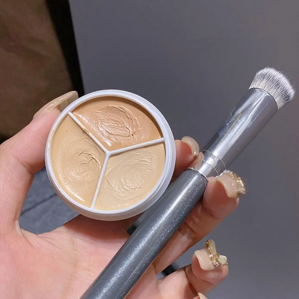 Concealer with Brightening Effect Waterproof Concealer for Dark Circles Long-lasting 3-in-1 Concealer Cream Waterproof for Dark