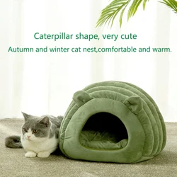 Hot-selling autumn and winter comfortable and warm cat nest caterpillar shape cute semi-enclosed pet nest