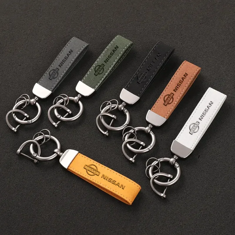 Suede Leather Car Keychain Key Rings Custom Gift 3D imprinting For Nissan X-trail Qashqai Rogue Sport Rogue Altima Versa Car