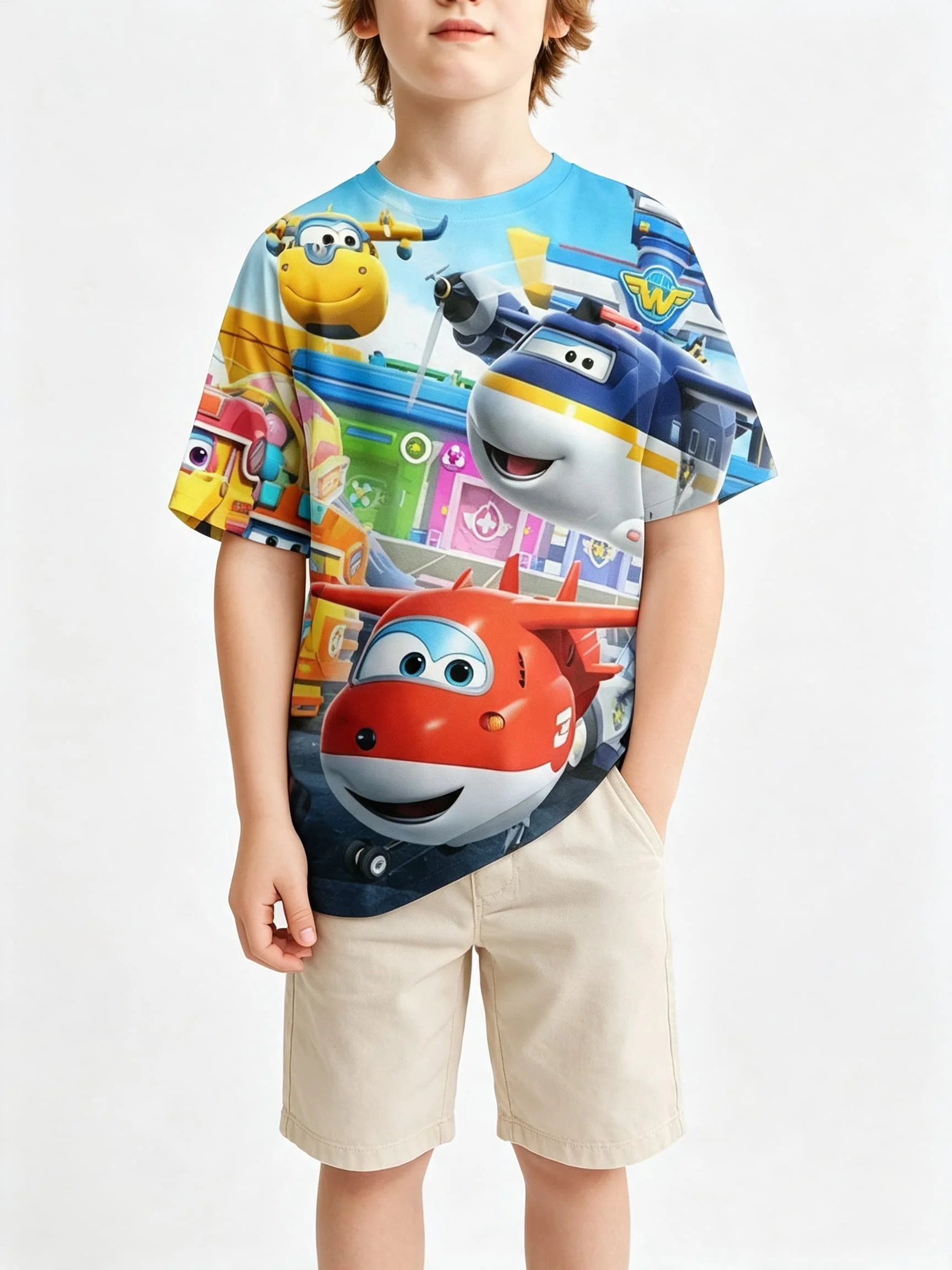 Sommerliches Casual 3D Super Wings Party-Oberteil Herren T-Shirt Damen Tee Jungen Top Kinder Eltern-Kind Schnelltrocknend Kurzarm Kinder-T-Shirt – Detail 4