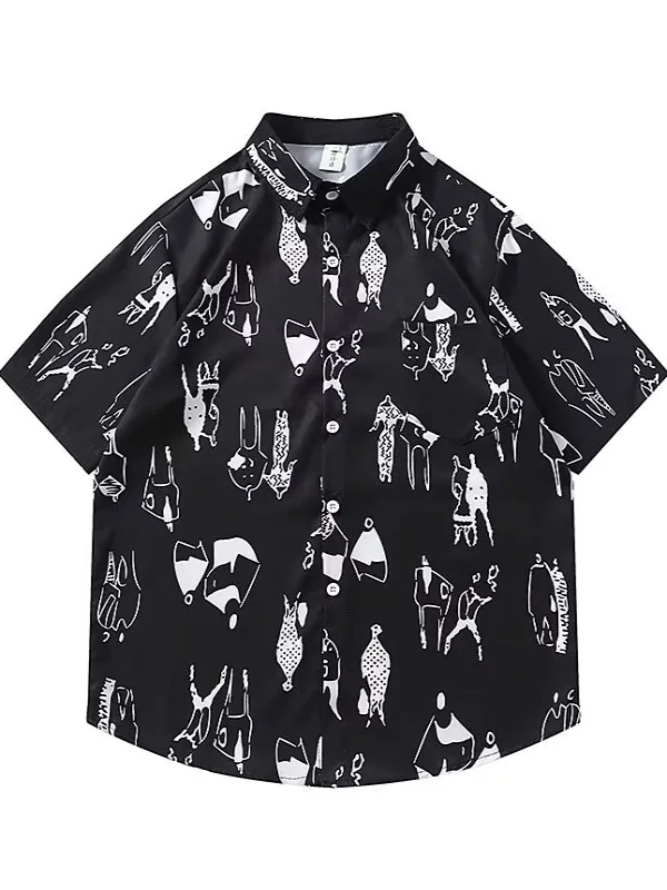 

Loose Fit Ice Silk Flower Men's irt Summer ort Sve Beach Sle Cool Feeling Lightweight Casual irt for Young Men