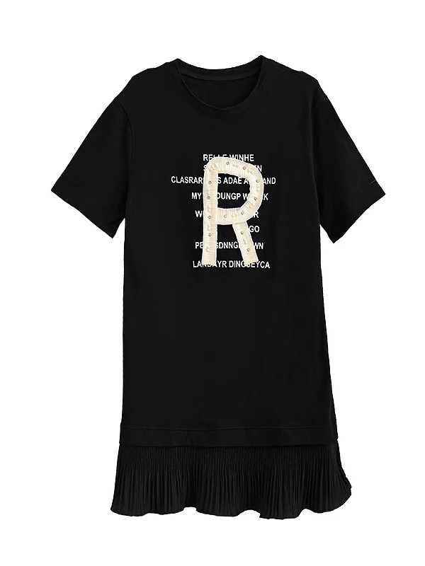 Vestido T-irt F Estilo Coreano Solto, Novo Vestido de Verão Plus Size com Capuz, Vestido Midi de Manga Curta que Cob...