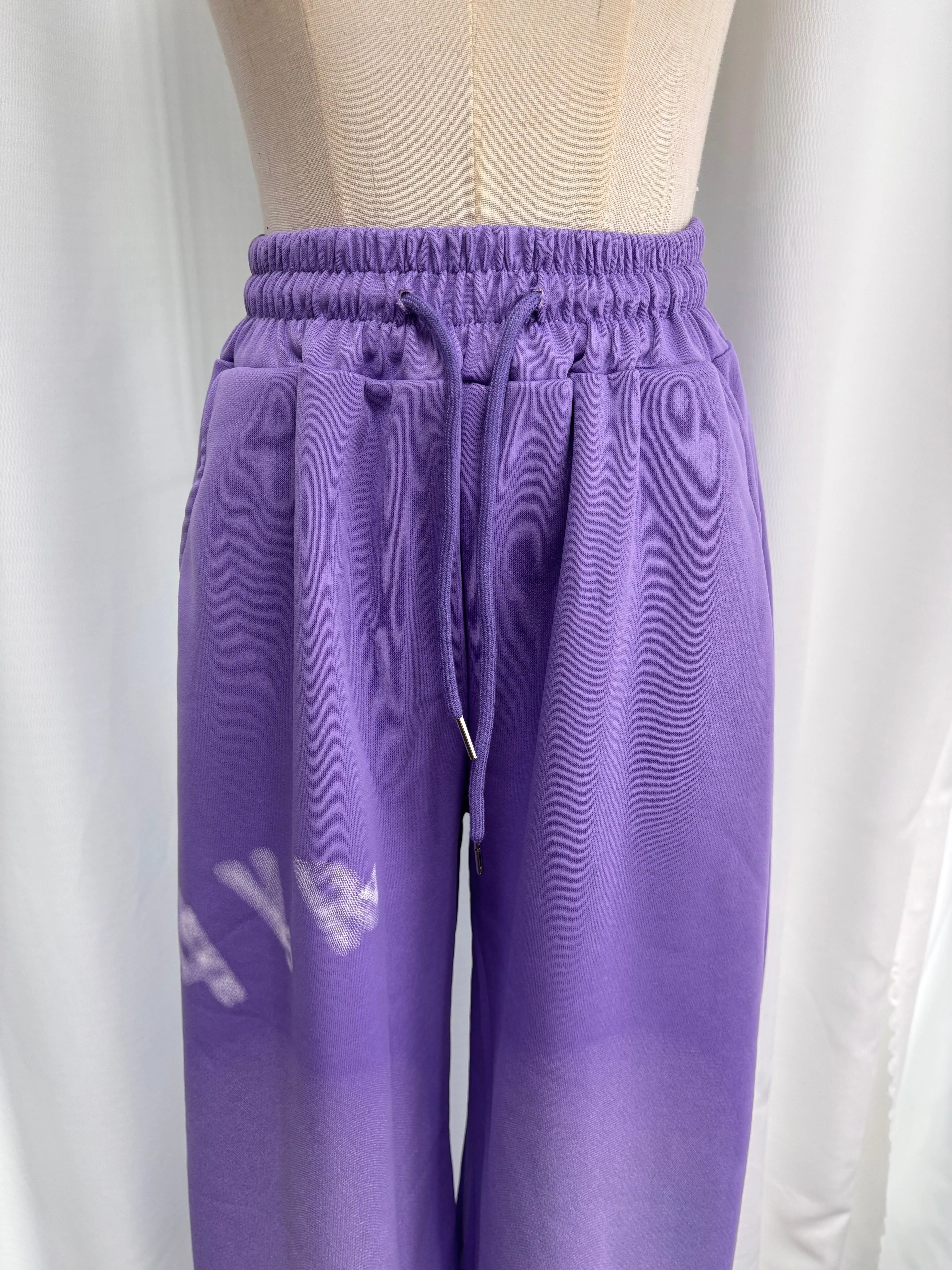 2026 New American Vintage Gradient Spray Letter Print Wide Leg Sweatpants Unisex Slouchy Drape Floor-Length High Waist Drawstrin