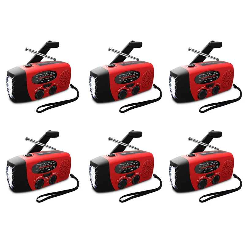 【Buy Now】6X Led Flashlights Hand Crank Dynamo Powered AM/FM/NOAA Radio Emergency Rescue LED Flashlight Emergency Power Supply