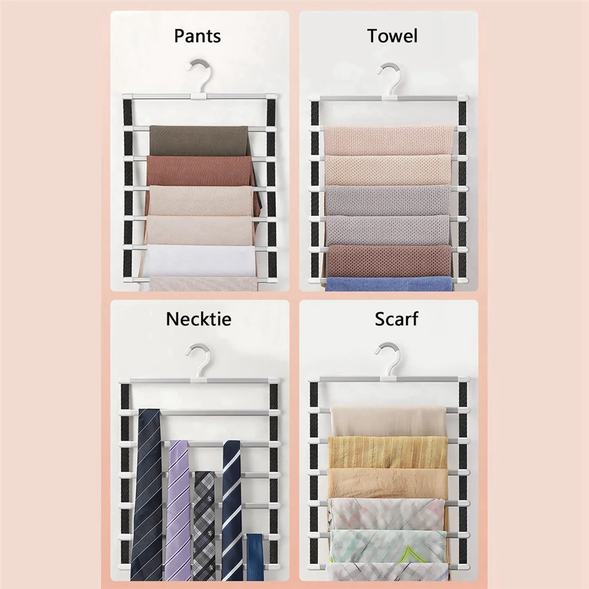 3X 6 Layers Pants Hangers Space Saving Trouser Storage Racks Home Closet Wardrobe Multi Layer Pants Rack Clothing