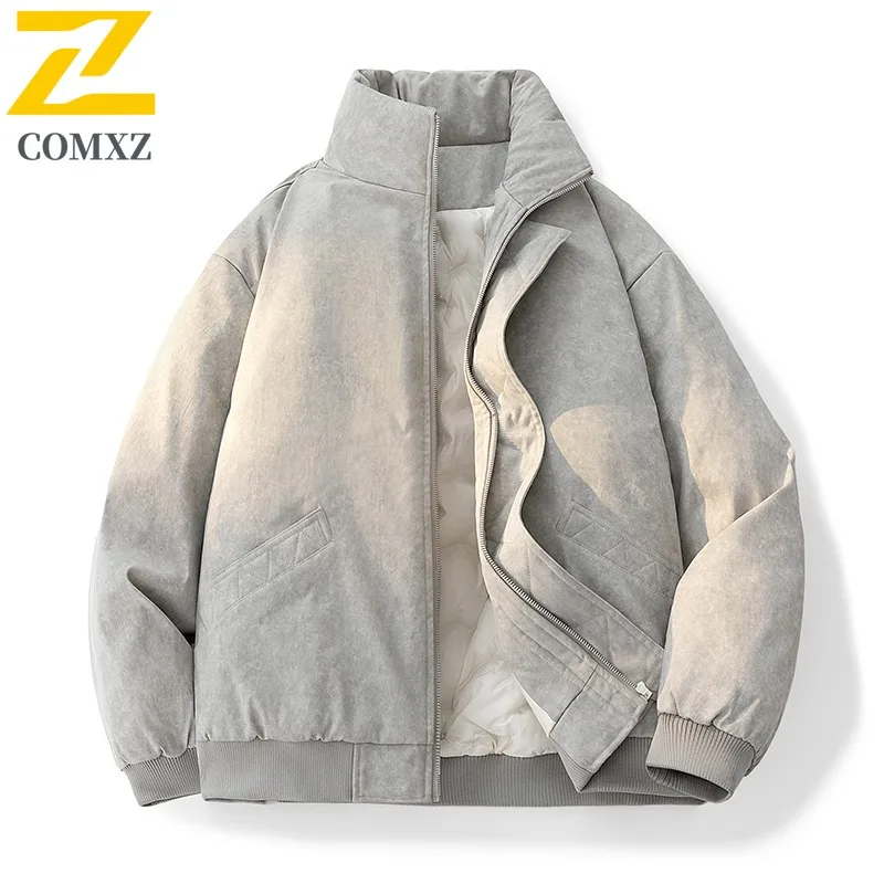 

COMXZ Handsome Down Jacket Stand Collar Solid Color Work Quilted Jacket 2025 Streetwear Cold Proof Men's Branded Winter Padding
