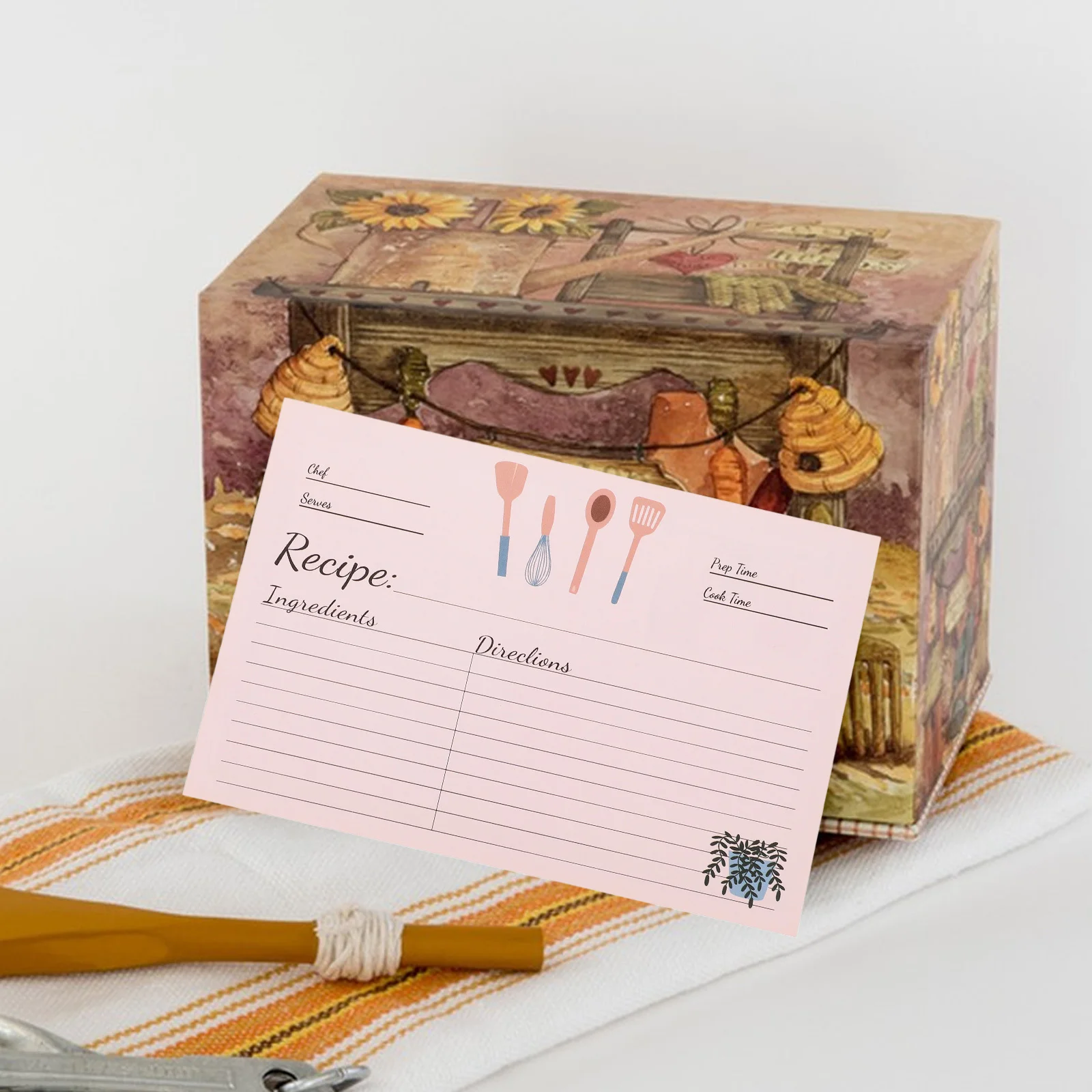 50 قطعة من بطاقات الوصفات الإبداعية DIY مستلزمات المطبخ أوراق ورقية مريحة مدمجة لتسجيل الوصفات والهدايا الشخصية