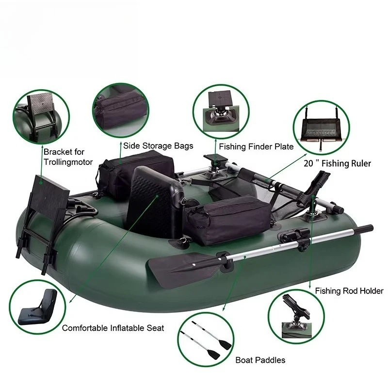 170 170cm 1 People Air Mat Floor Black Color Inflatable Boat