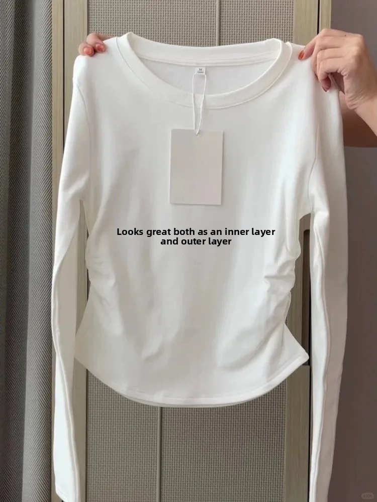 Slim Fit Long Sleeve round Neck Base Shirt Women plus Size Cotton 95% T-Shirt Inner Wear Casual Top Comfortable Breathable