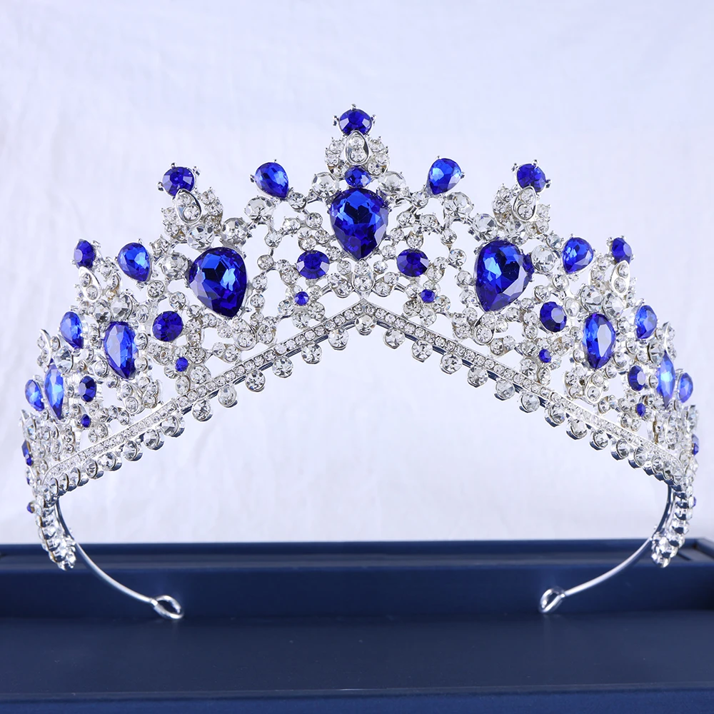 

Luxury Women Tiara Excellent Bridal Gem Crystal Wedding Crown Colorful Queen Tiara For Party Jewelry Hair Accessories