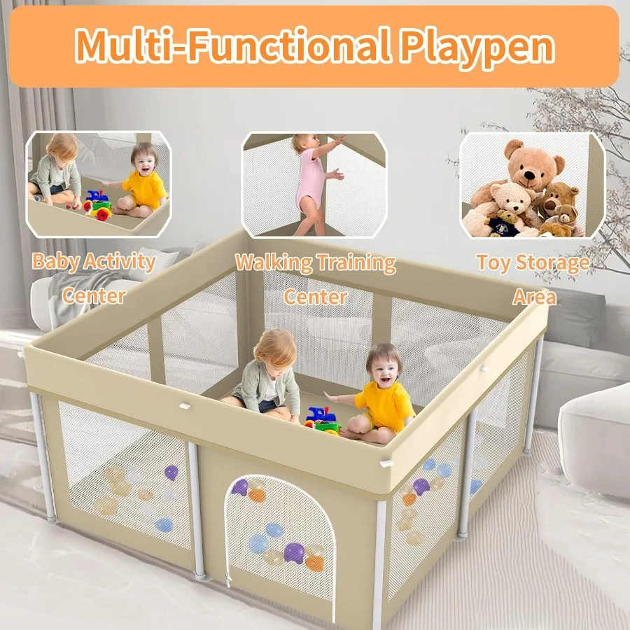 Foldable Playpen 50x50 UltraPortable Baby Playpen with Instant Deployment in Three Seconds Soft Breathable Mesh Safety Enclosur