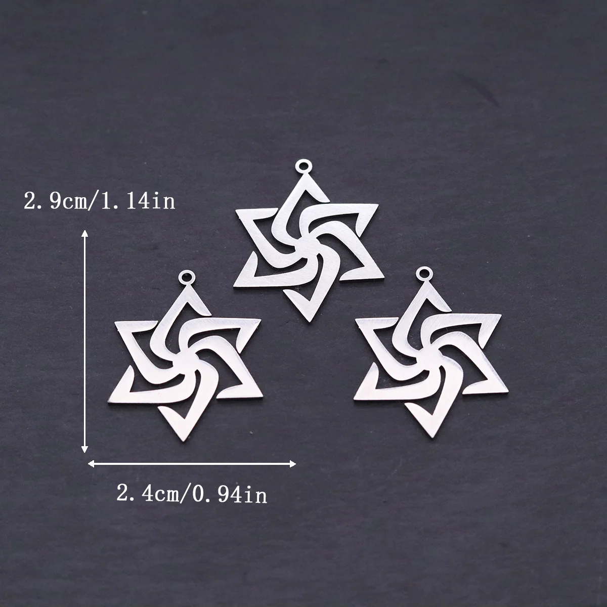 3pcs Stainless Steel Swirl Hexagram Star Charms Pendants For DIY Necklace Earring Jewelry Making Amulet Craft Accessories