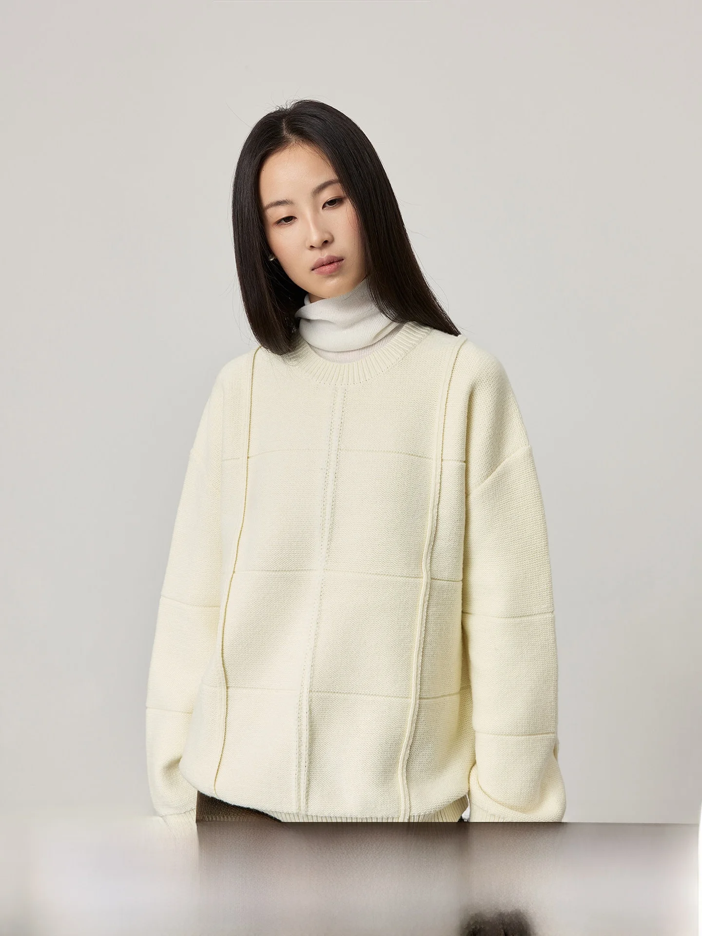 

CAREMIND Casual Sle Long Sve Knitted Sweater round Ne Plaid Design Autumn Winter Women's Loose Fit Faion Online Excl...